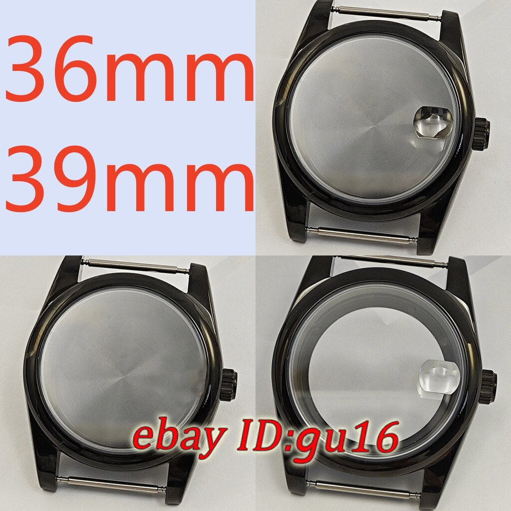 36mm 39mm black watch case fit NH35 NH36 Miyota 8215 ETA 2824/2836 DG2813 3804