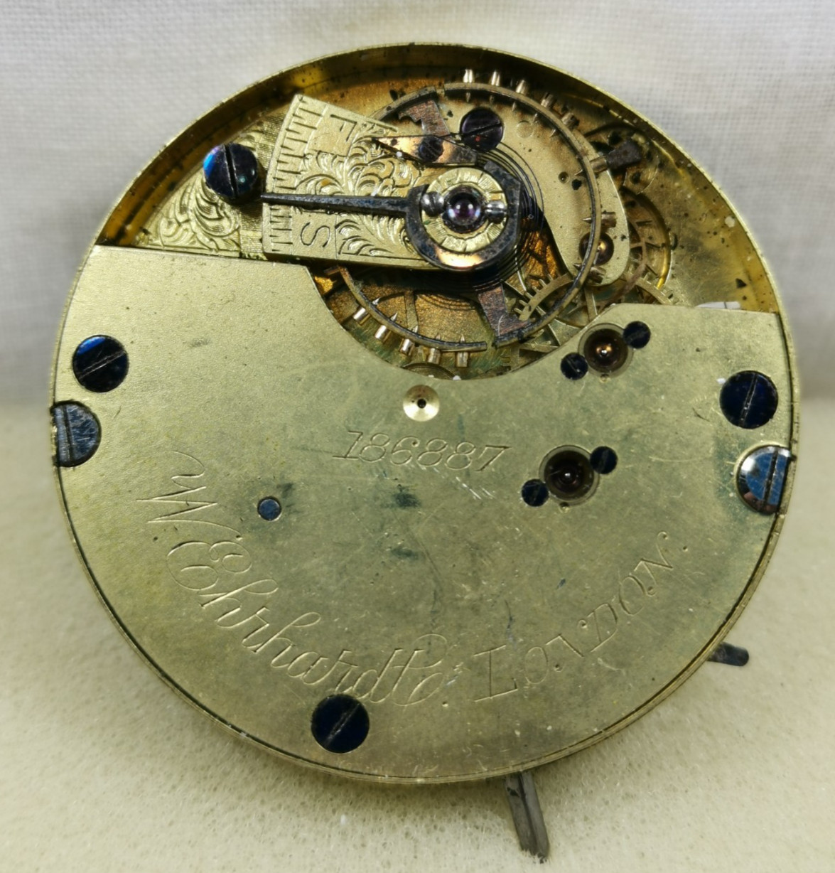 W. Ehrhardt Watch Company London Pocket Watch Movement 41.3 mm Parts/ Repair!