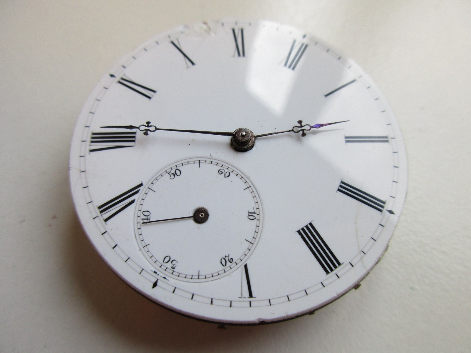 Pocket watch movement diam. 43.2 mm crown wind (at 12) & dial – running