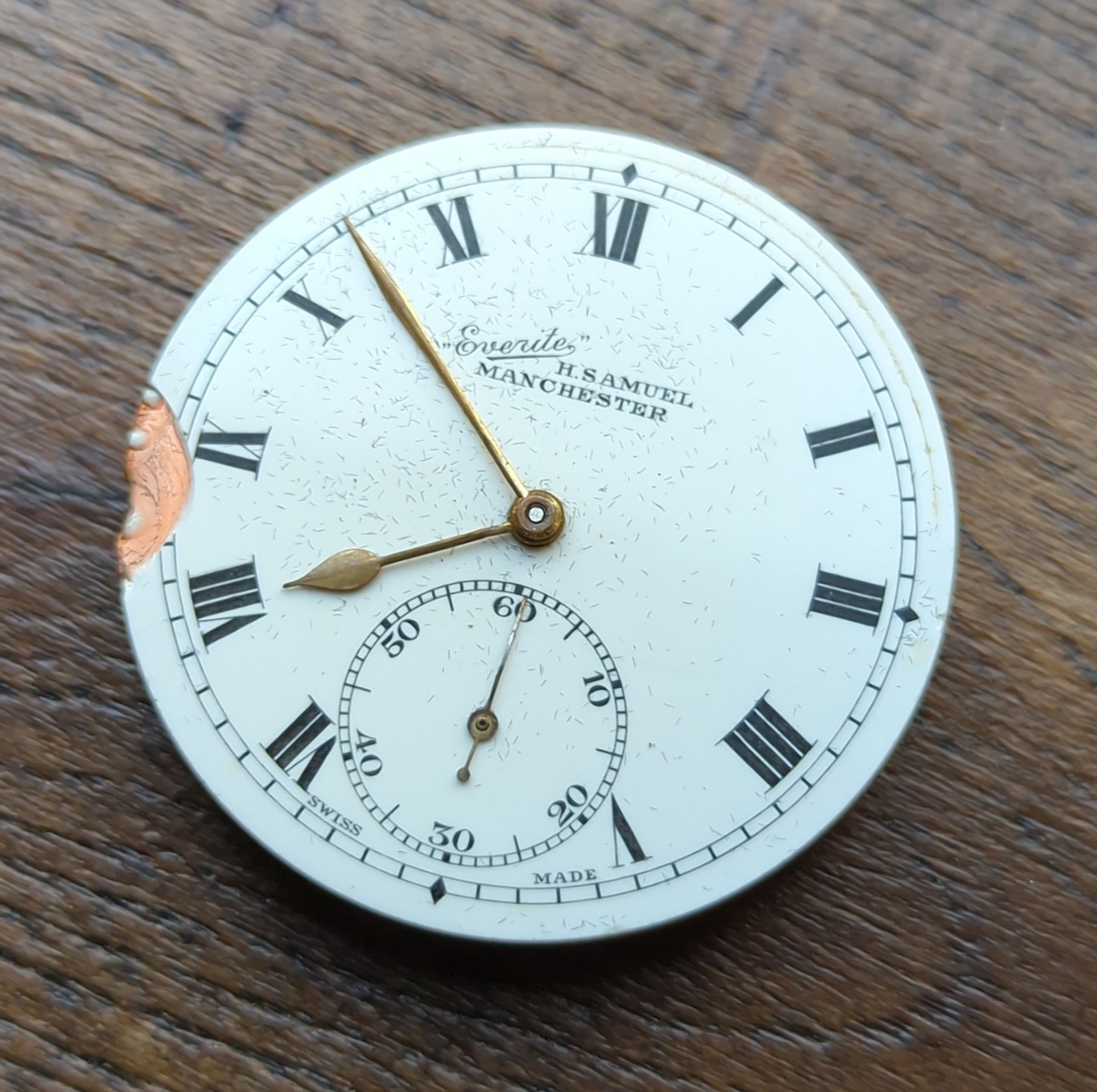 Everite Revue GT 15 Jewels Pocket Watch Movement Working (Z36)