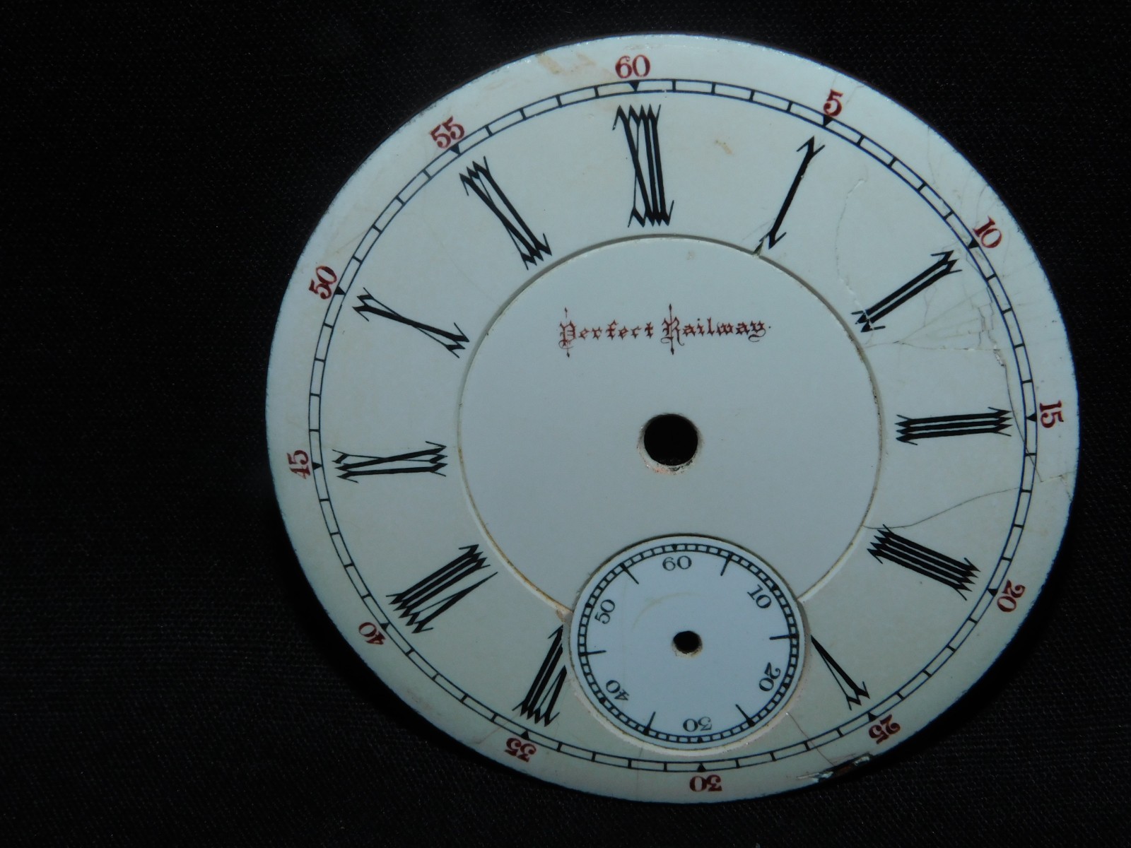 VINTAGE PERFECT RAILWAY POCKET WATCH ENAMEL DAIL ONLY -WHITE- FREE SHIPPING..