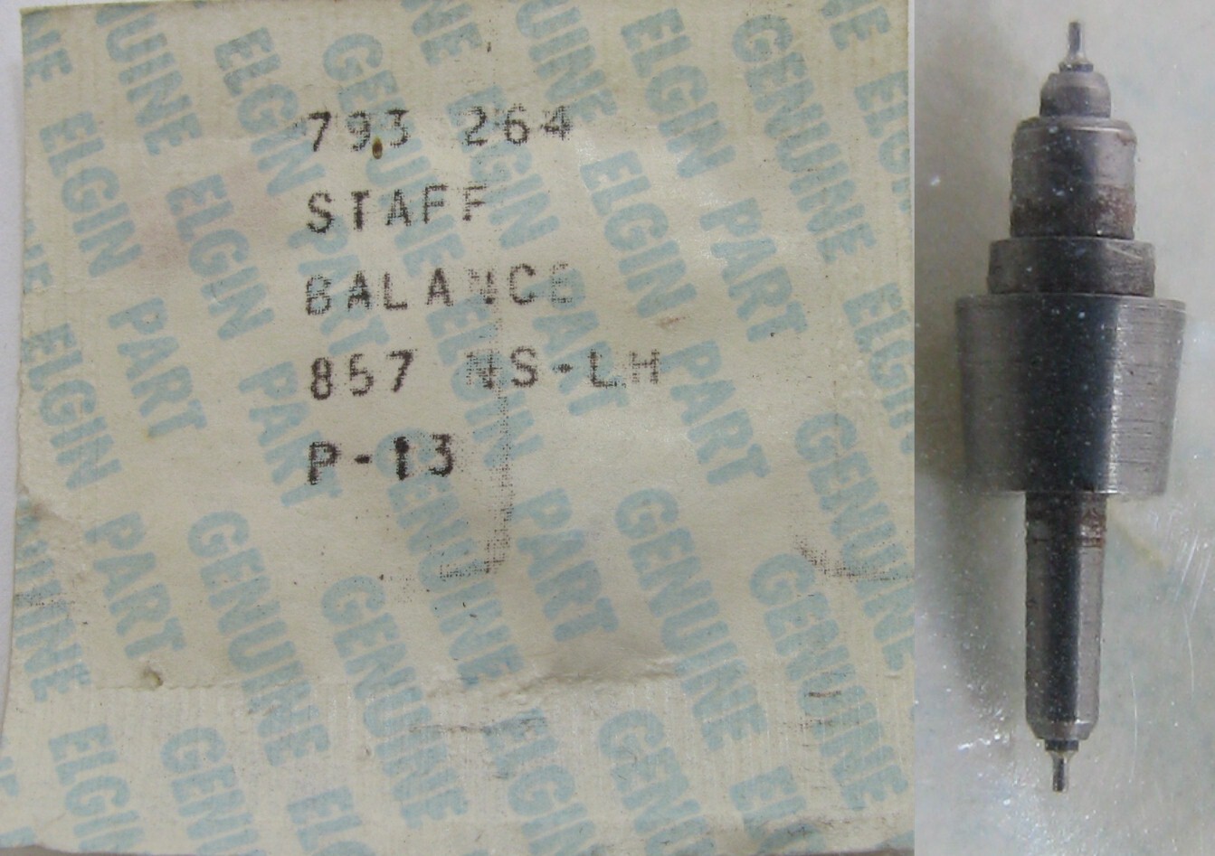Elgin pocket Watch 18s 793 857 NSLH balance staff #723 pivot 13