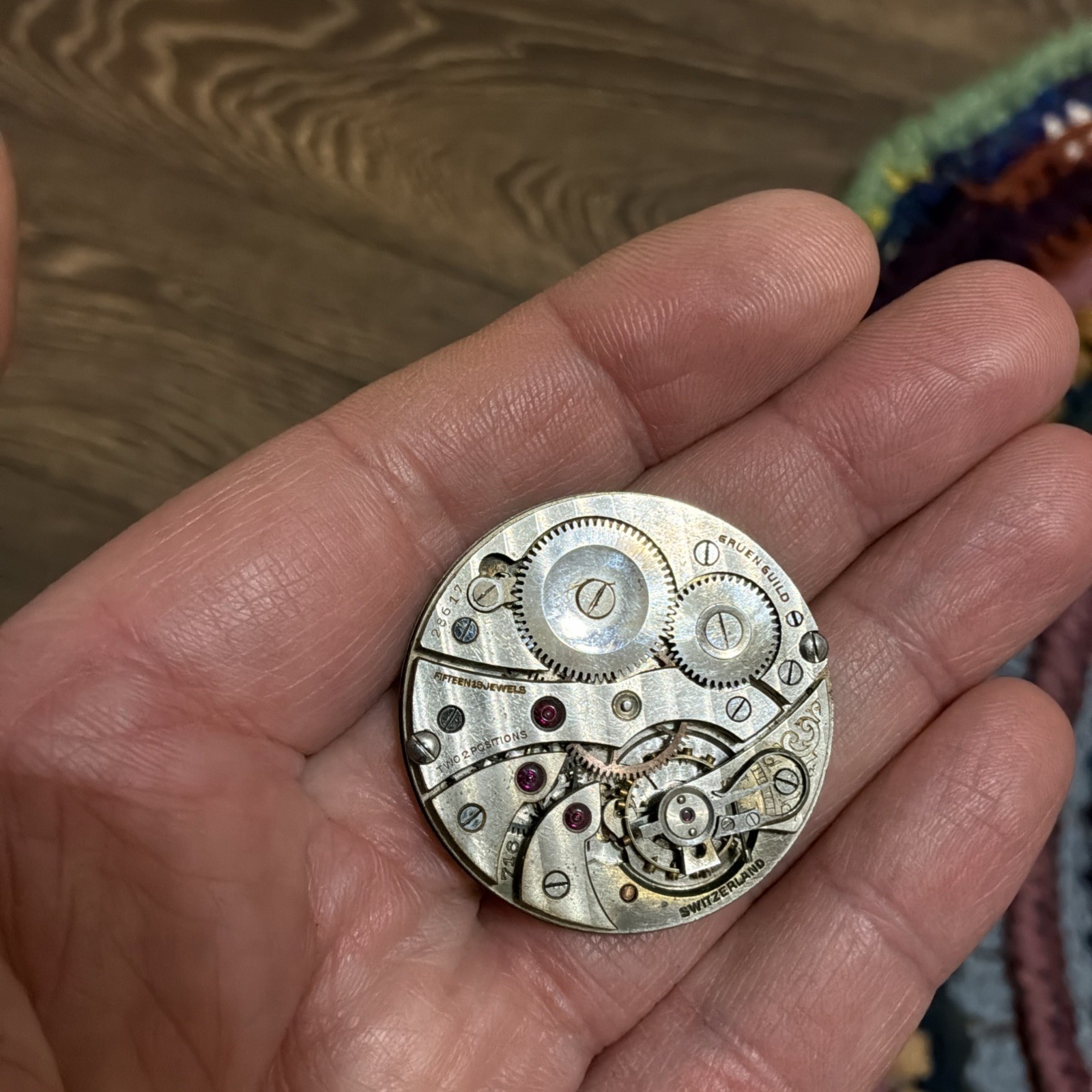 RARE GRUEN Guild Antique Pockets Watch Movement 15J 36mm For Parts/Repair