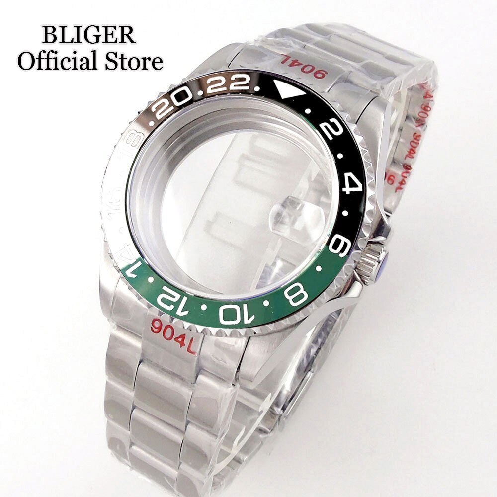 Sky Blue 40mm Watch Case 20ATM Fit NH35 NH34 GMT PT5000 Steel Strap 120 Click