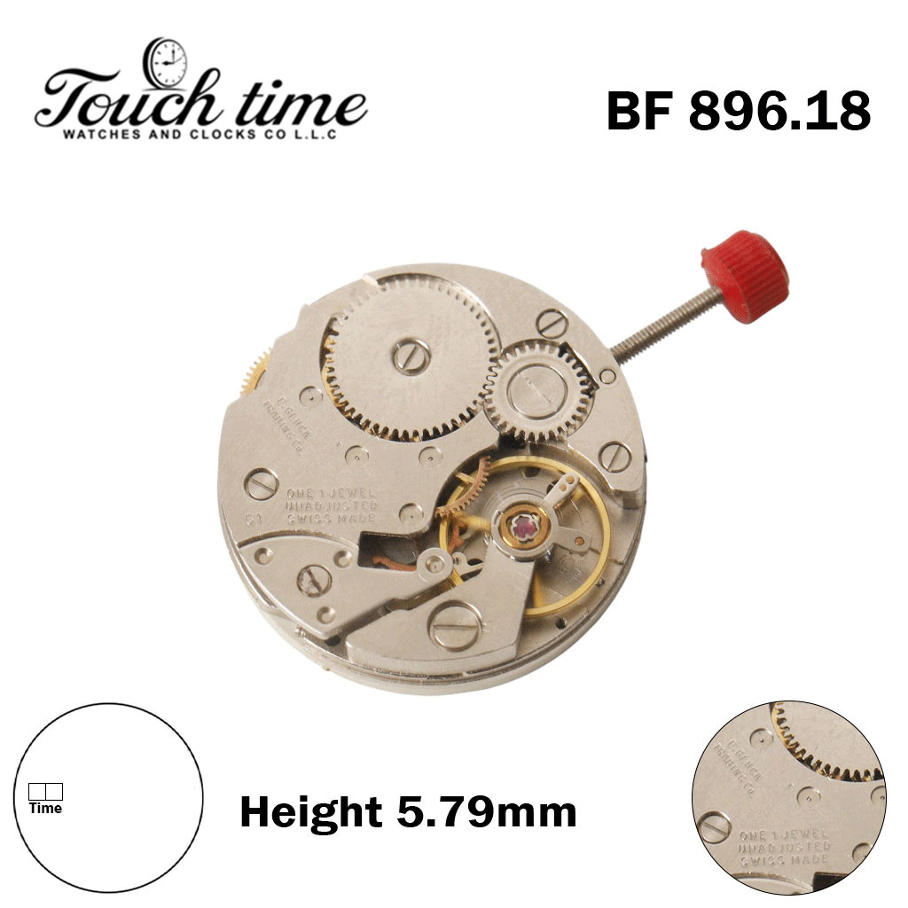 BF 896-18-Swiss Manual Winding Movement-Height:5.79mm-Red Hour& Minute Disk At9