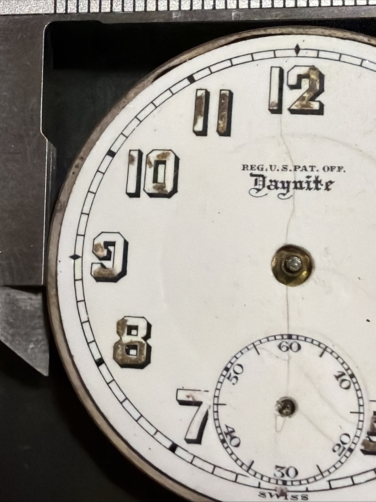 AM43 VTG Barclay Daynite 7j Pocket Watch Movement 42mm – Parts/Repair As Is**