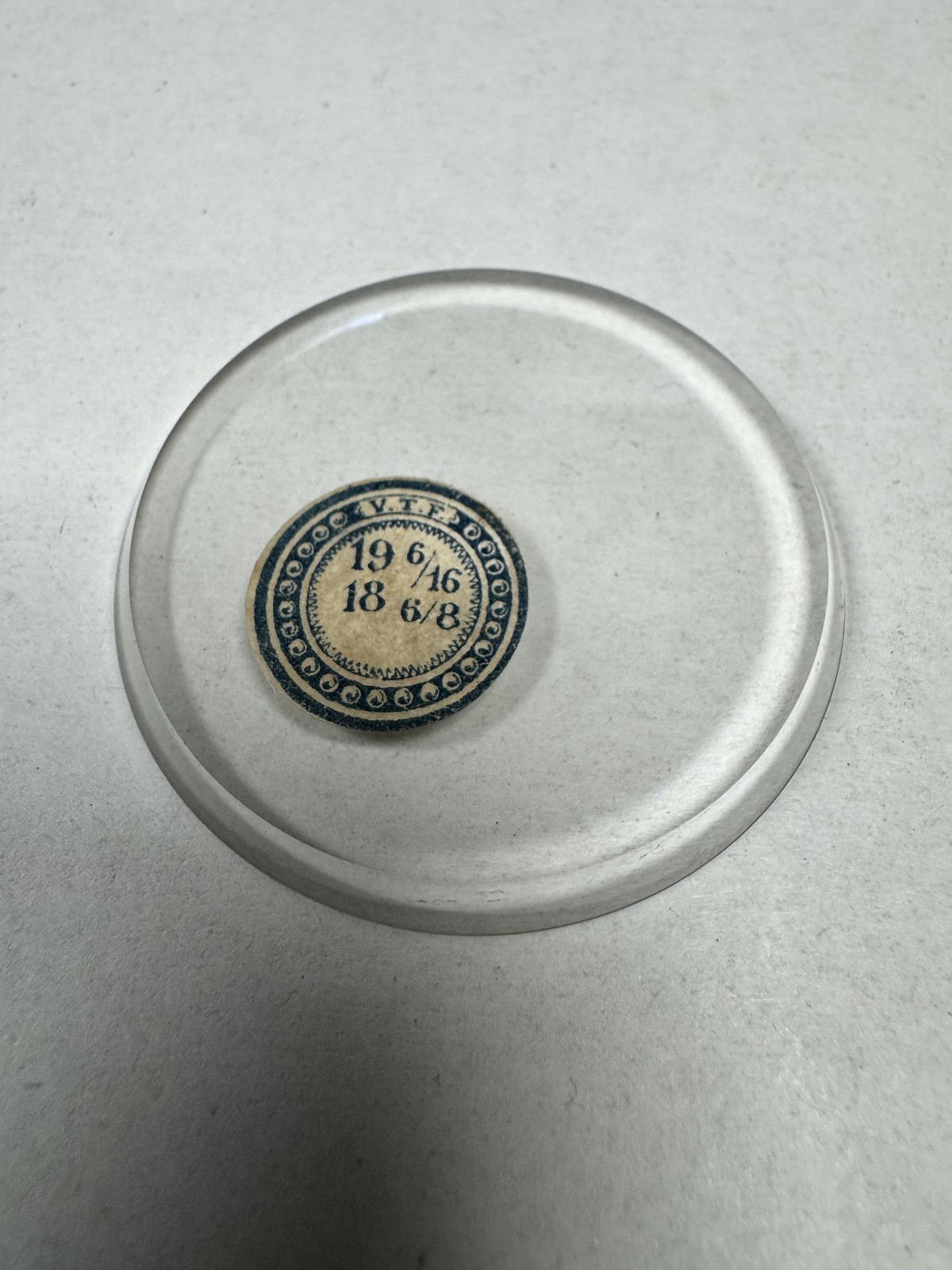 Vintage Unmarked Round Glass Pocket Watch Crystal 43.79mm VTF 19 6/16 18 6/8