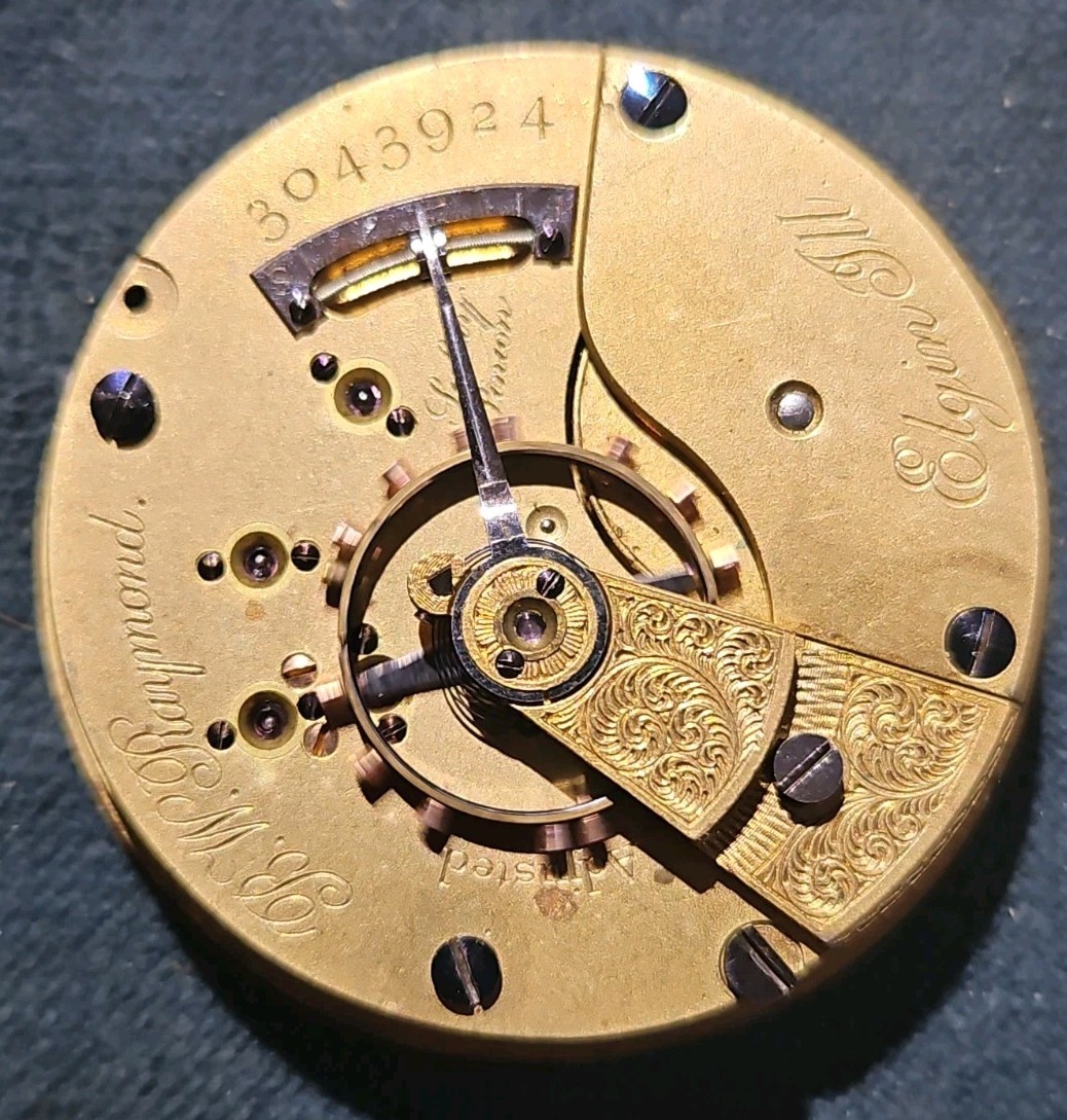 Elgin B W Raymond 18s 15j Hunter Lever Set Double Sunk Pocket Watch Movement