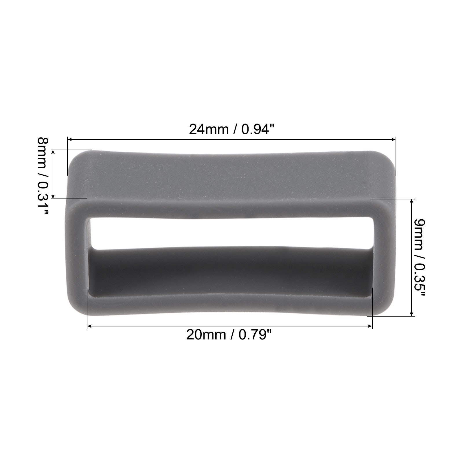 4pack Watch Band Strap Loops Silicone for 20mm Width Watch Band, Deep Gray