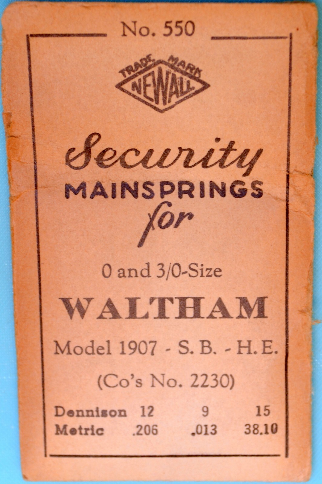 Waltham Wrist Watch Mainsprings