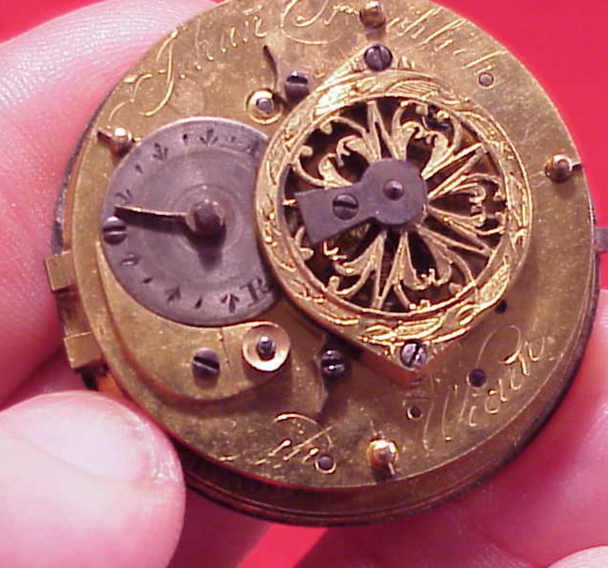 VINTAGE 37MM JOHAN TROHLICH IN WIEN FUSEE VERGE POCKET WATCH MOVEMENT AUSTRIA