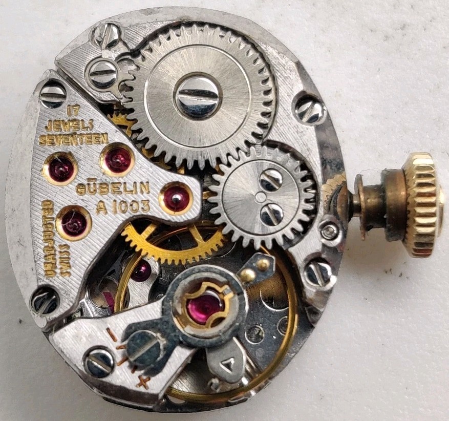 Vintage Gubelin High Grade A1003 17 Jewel Watch movement Running