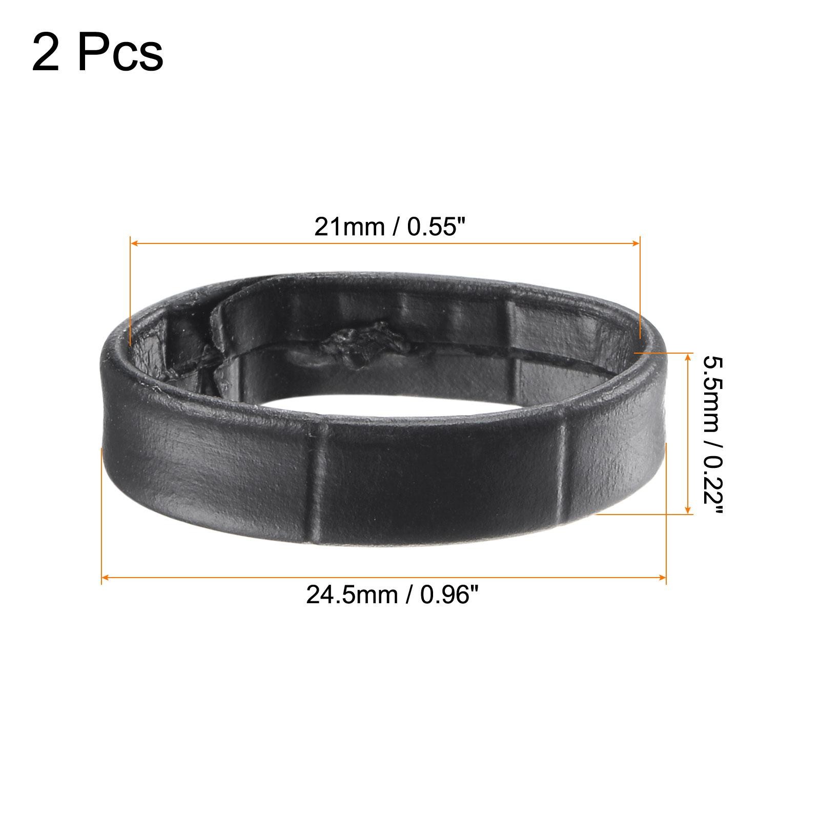 PU Leather Loops Retaining Ring Keeper for 21mm Width Watch Band, Black 2 Pcs