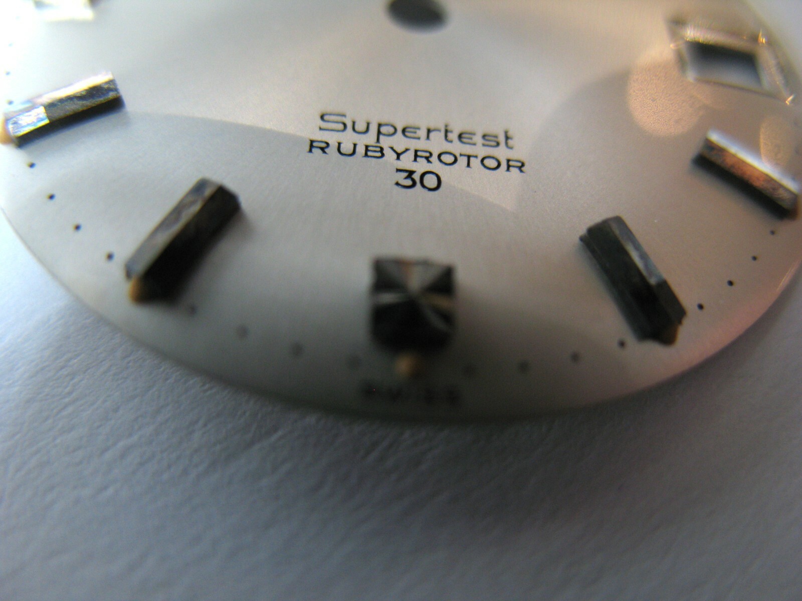 ENICAR 1145 DIAL SUPER TEST RUBY ROTOR 30 SILVER + SILVER BATONS 28.70MM DIA