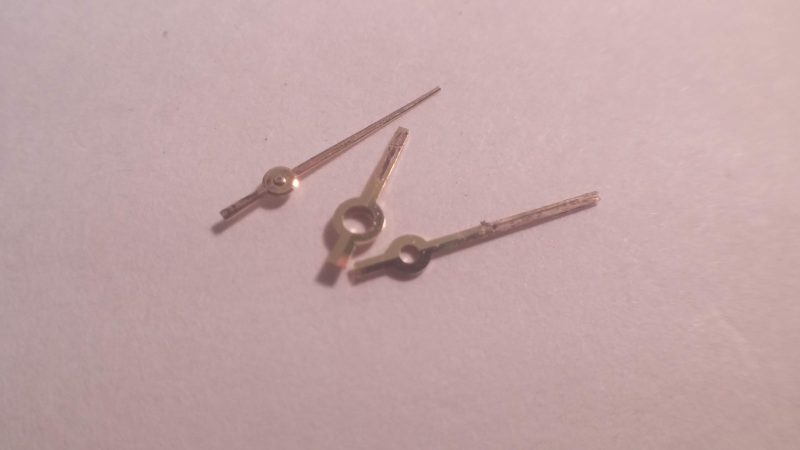 Jules Borel 410-2135 set of hands gold 69173, Hr 4.9, Min 8.3mm, 2nd 8.4mm (appr