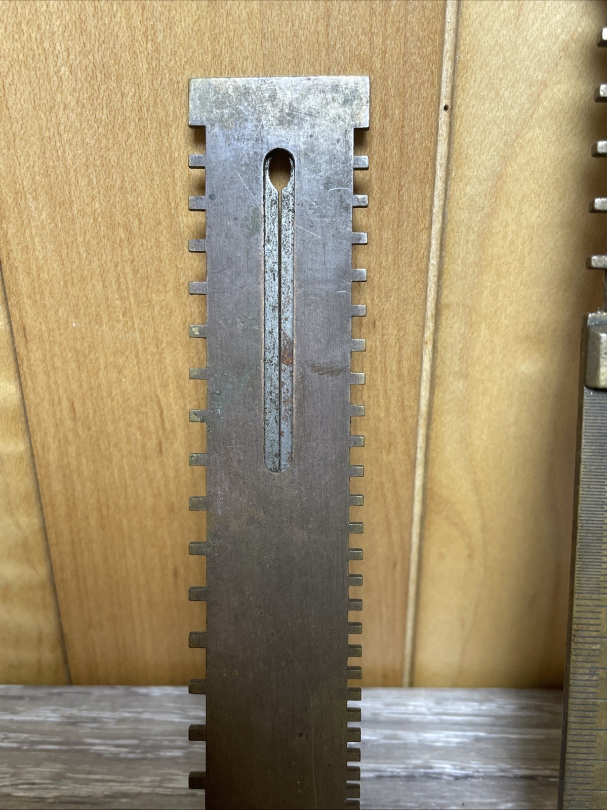 2 Clockmaker’s/Watchmaker’s Estate Antique Heavy Brass Peer Mainspring Gauge