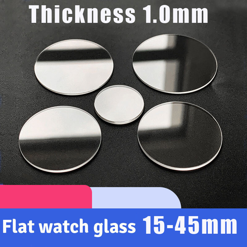 2PCS Flat Round Watch Glass Crystal 15-45mm Mineral Glass Universal Repair Parts