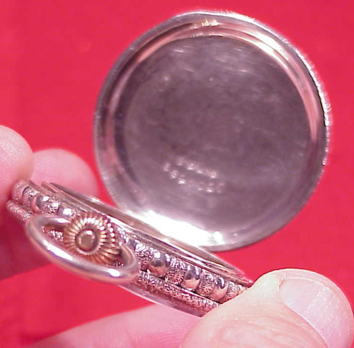 VINTAGE O.F. STERLING SILVER 6 SIZE FANCY ENGRAVED POCKET WATCH CASE EMPTY 41MM