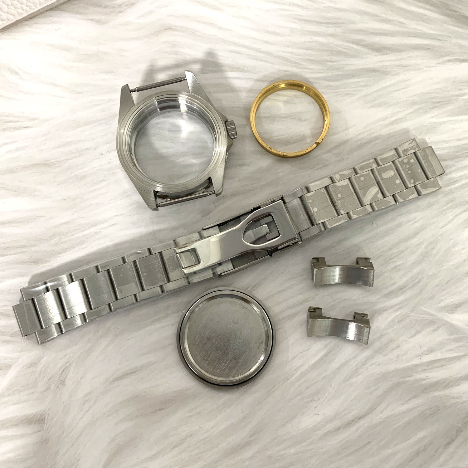 DIY SET 42mm Steel Watch Case + dial + hands + Strap For NH35 NH36 Accessories