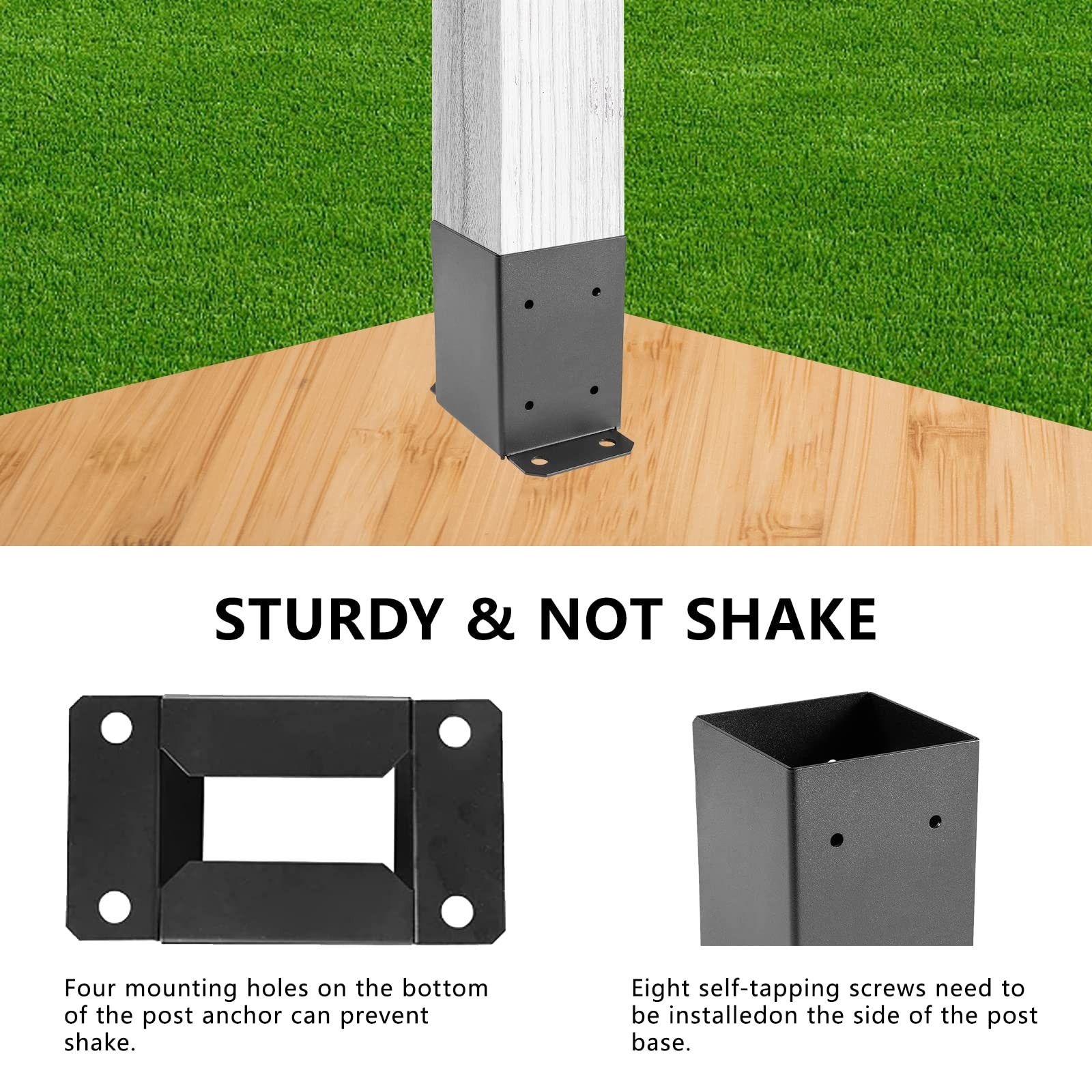 4×4 Post Base, 4×4 Post Bracket 4Pcs, Inner Size 3.6×3.6 inch Fence Post Anch…
