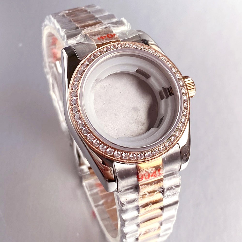 31mm NH05 Watch Case Diamond Belze Gold/Rose Gold two Tone Stainless Steel Strap