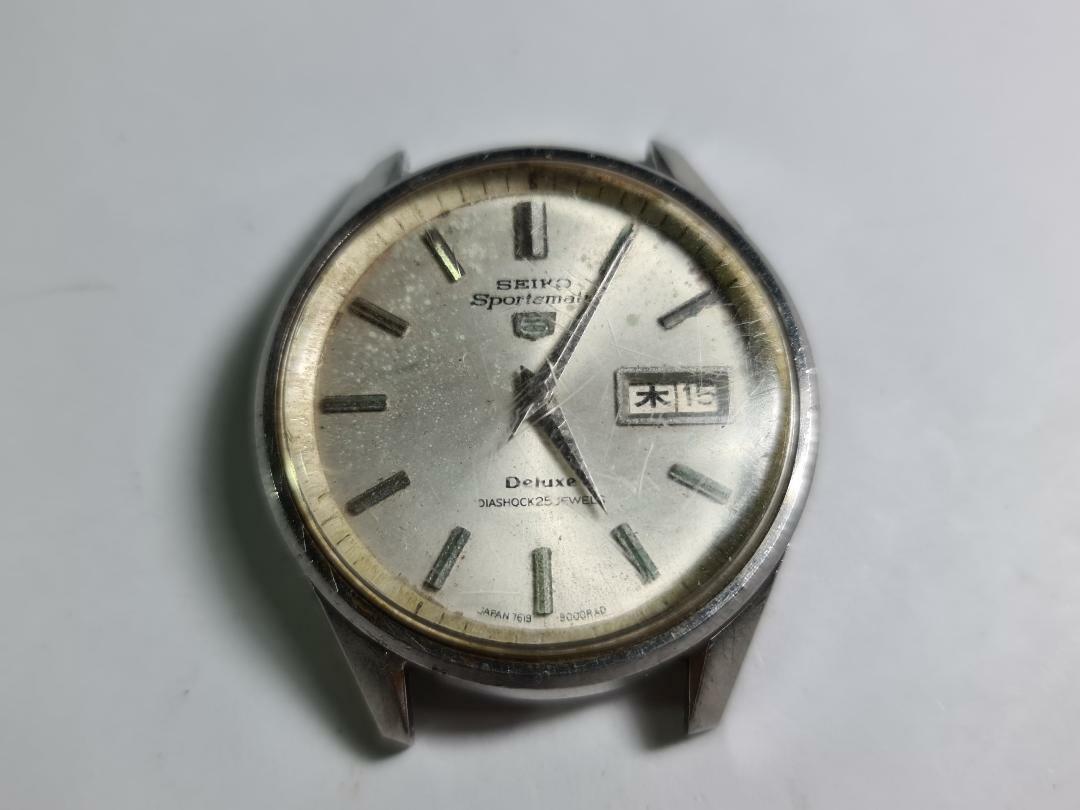 USED WATCH HEAD SEIKO SPORTSMATIC DELUXE DIASHOCK 25 JEWELS 7619-9000 JAN 1967