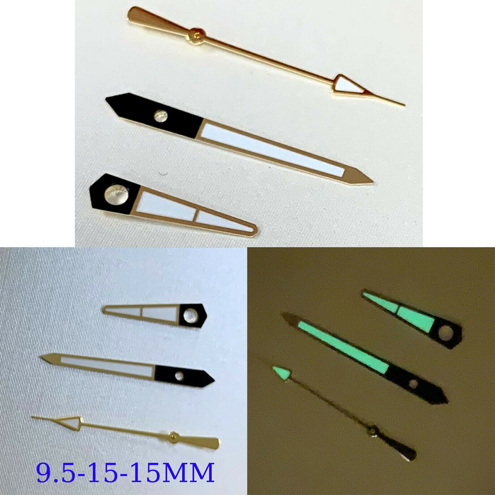 15mm Watch Hands Green Luminous for NH35/NH36/4R36 Automatic Mechanical Movement