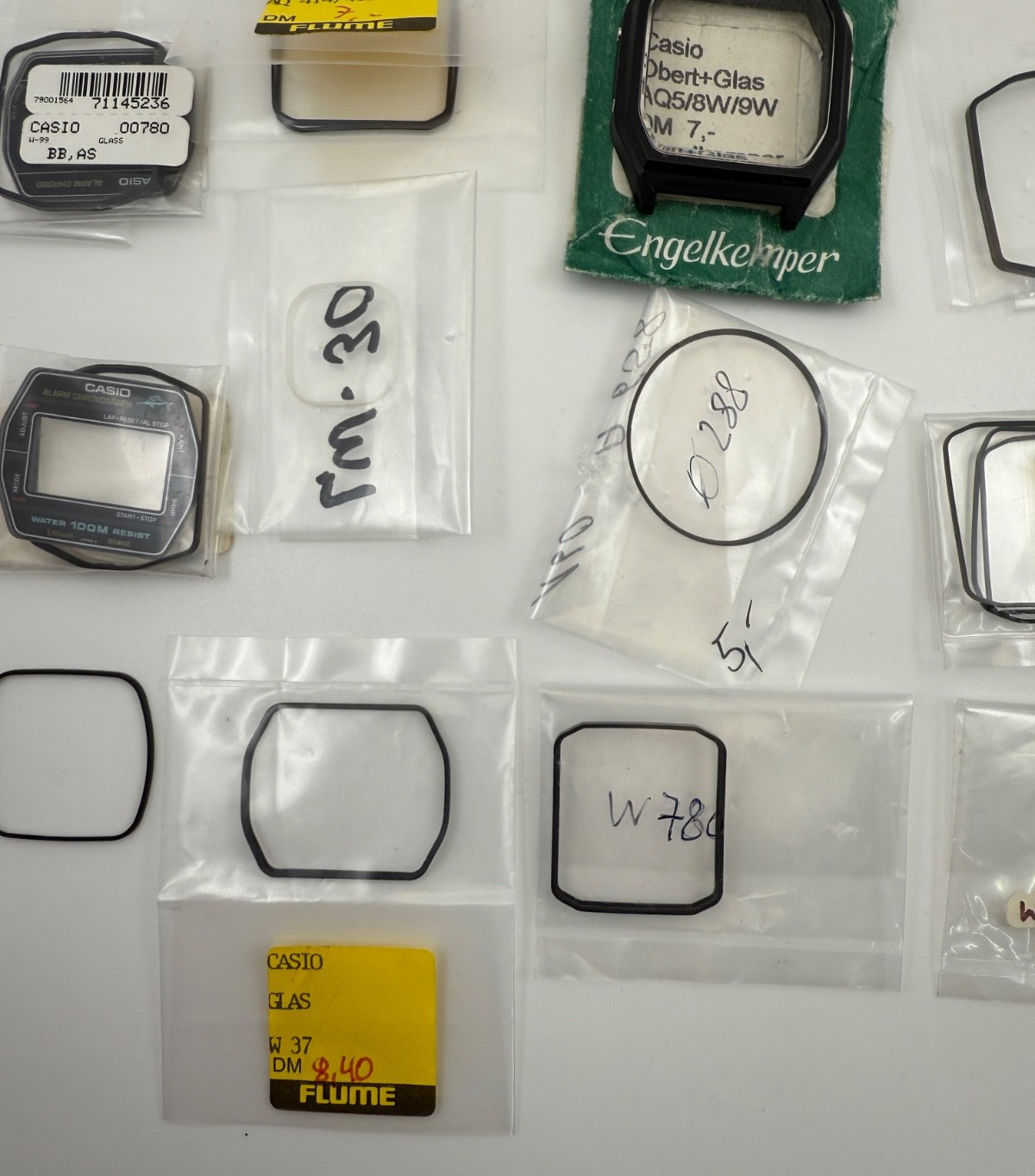 NOS Casio Watch Plexi Glass / Plastic Crystal and Gasket Lot