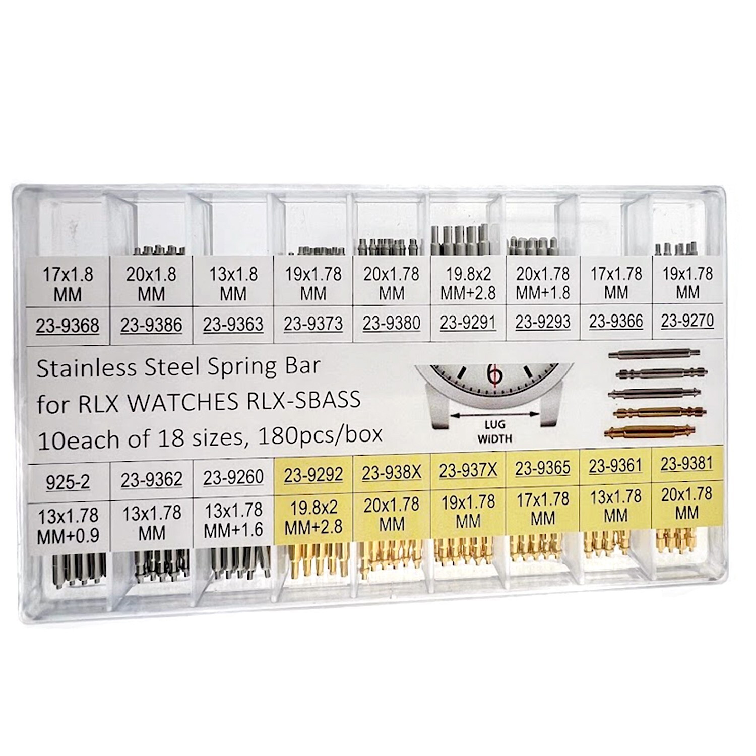 180 Spring Bars Pins Fit ROLEX DATE, DATEJUST SUB GMT ASSORTMENT 316 stainless