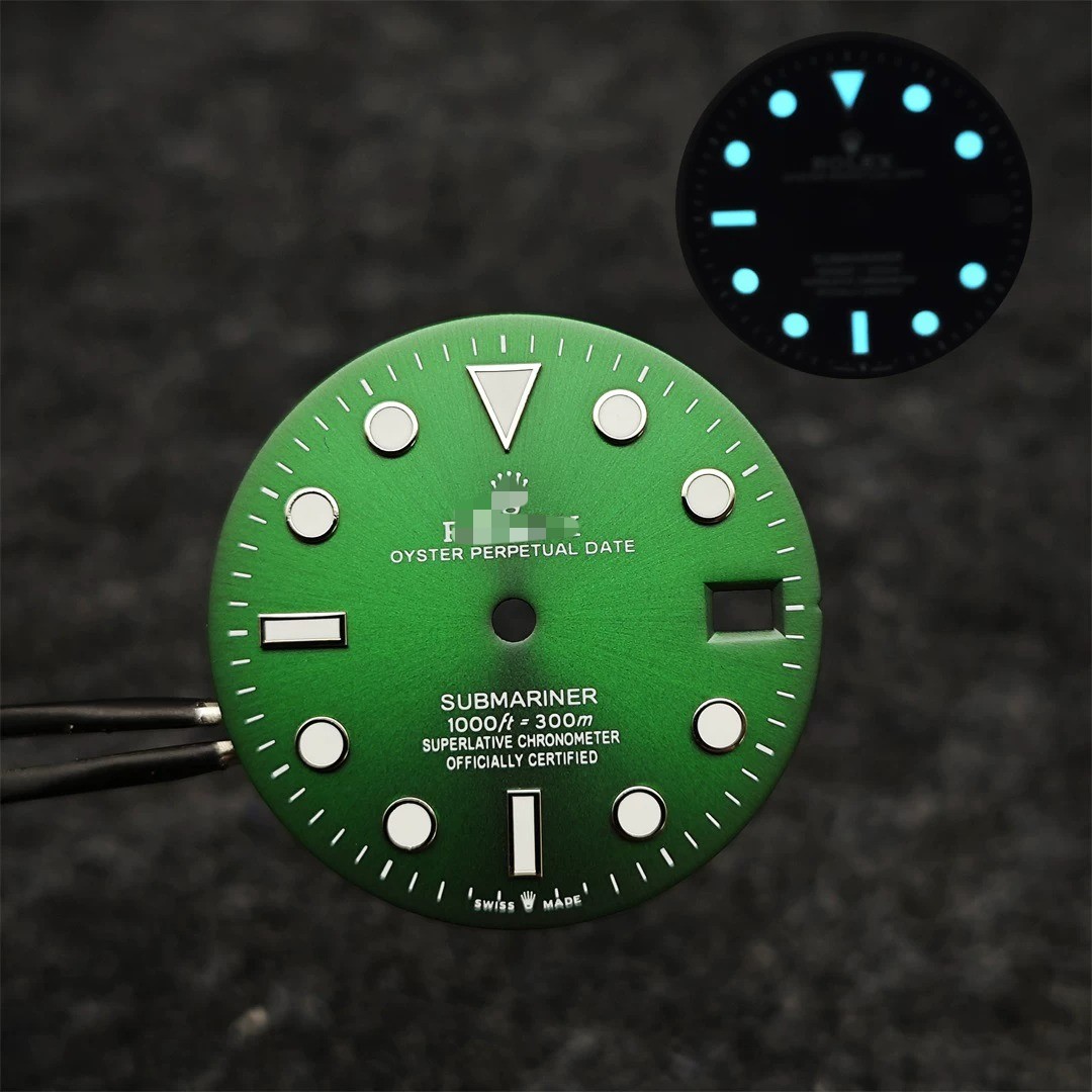 28.5mm luminous watch dial suitable for Rolex Submariner NH35 movement Black