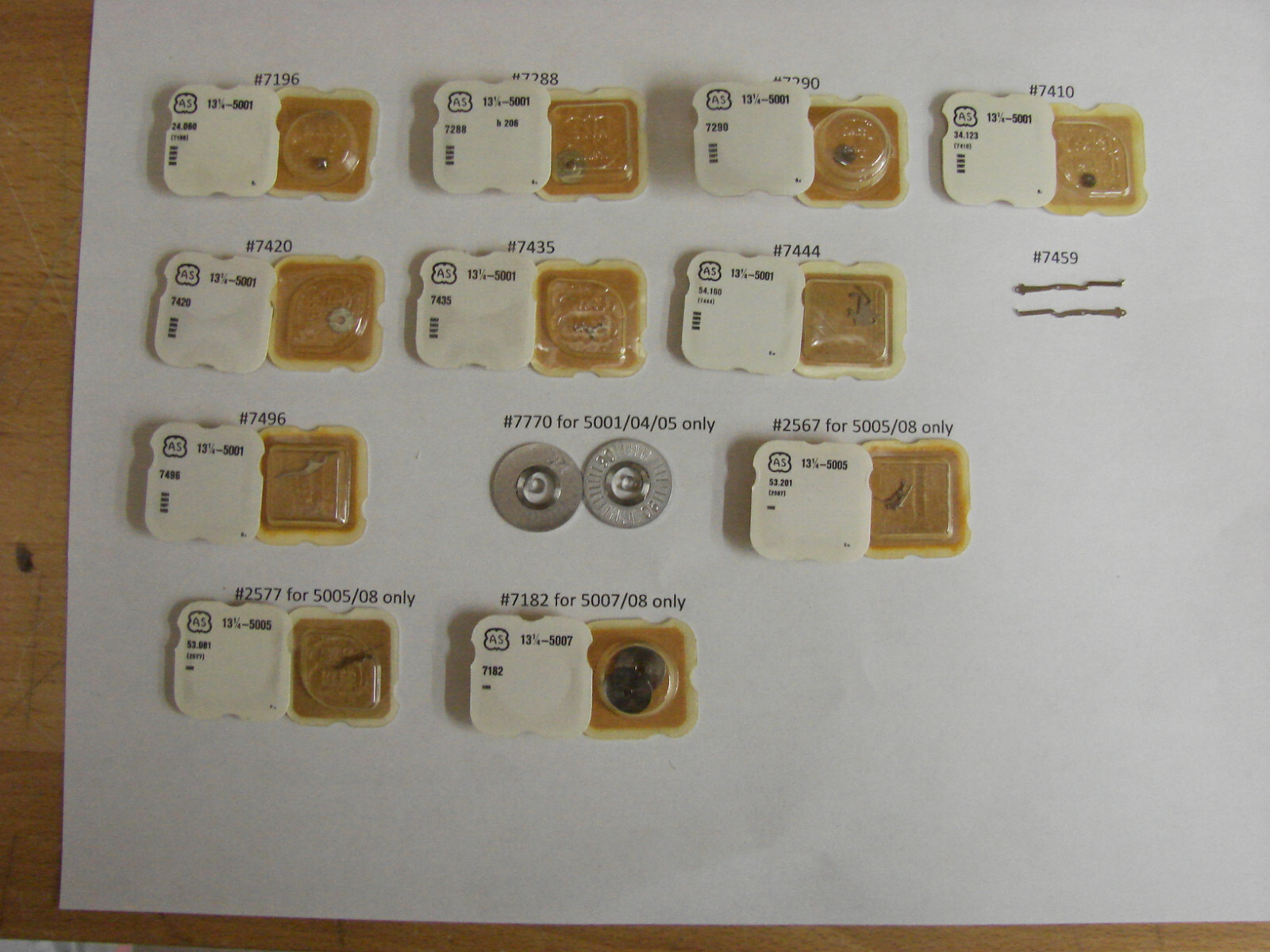 AS calibers 5001, 5004, 5005, 5007, 5008 parts, alarm, movement, auto, calendar!