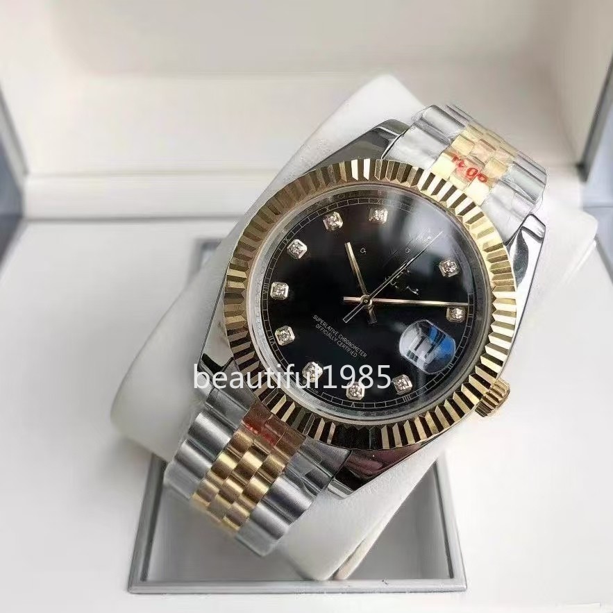 DIY Watch Part Kit for Datejust 2824 41mm Two tone Case+Dial+Hands+Steel Strap