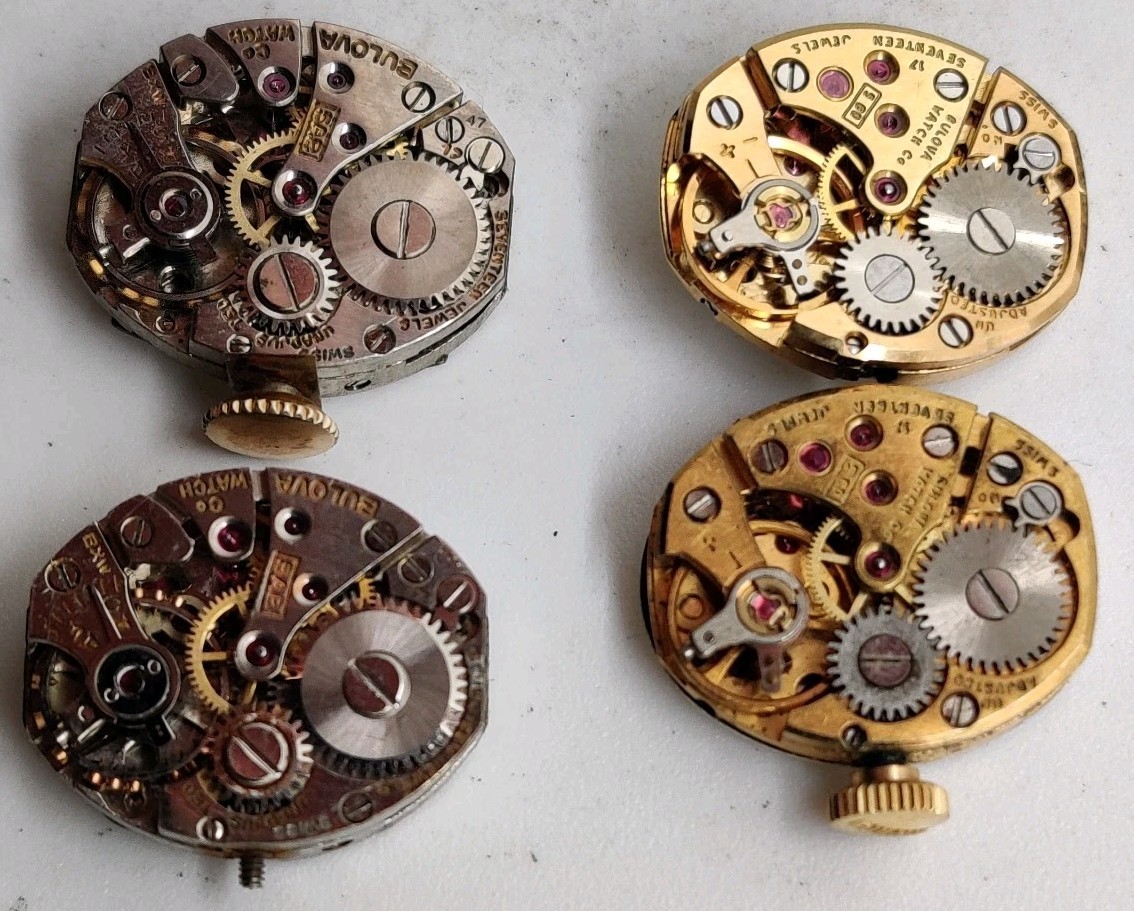 Lot Of 4 Bulova 5BD 5AB movements Run For Repair