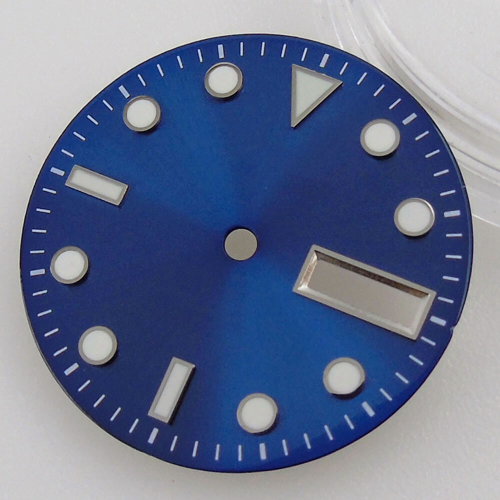 29mm Black Watches Dial Face For NH36A Movement Green Luminous Date Week Window