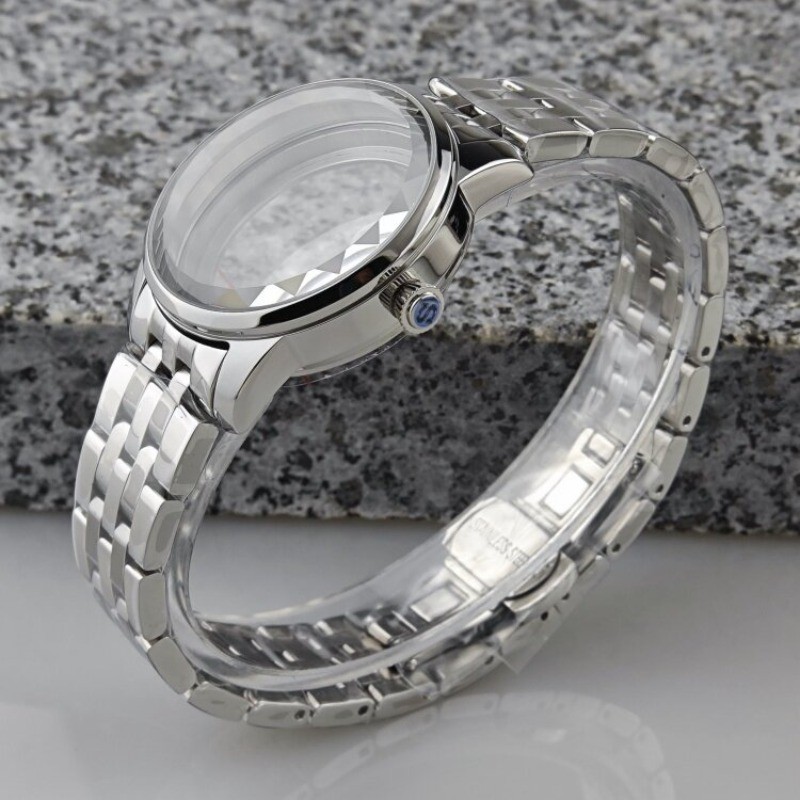33MM Ladies Mod Stainless Steel Watch Case + Watch Band Fits NH35 NH36 NH38 5ATM