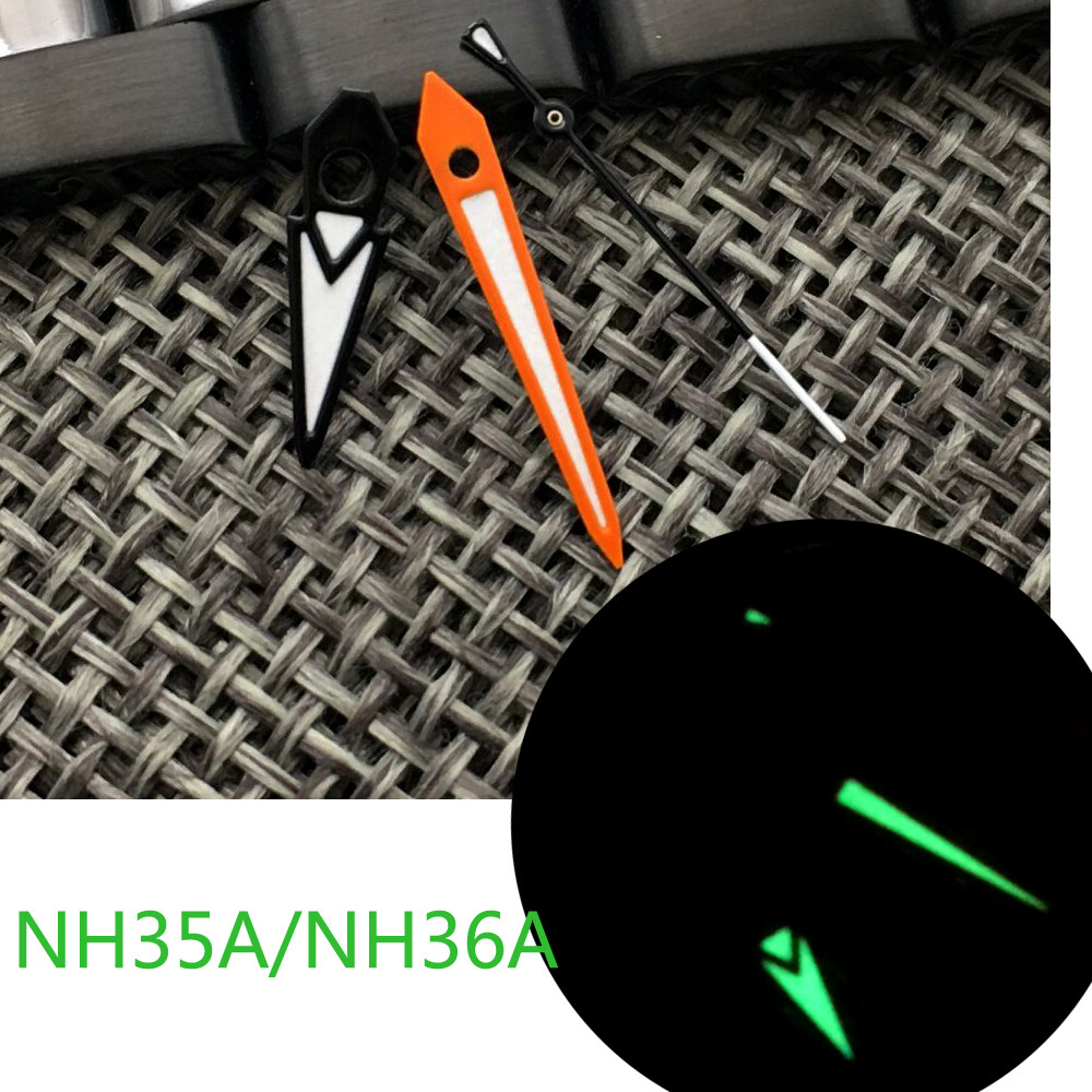 New Arrival Orange/Black Watch Hands For NH35 NH36 4r35 7009 Movement Green Lume