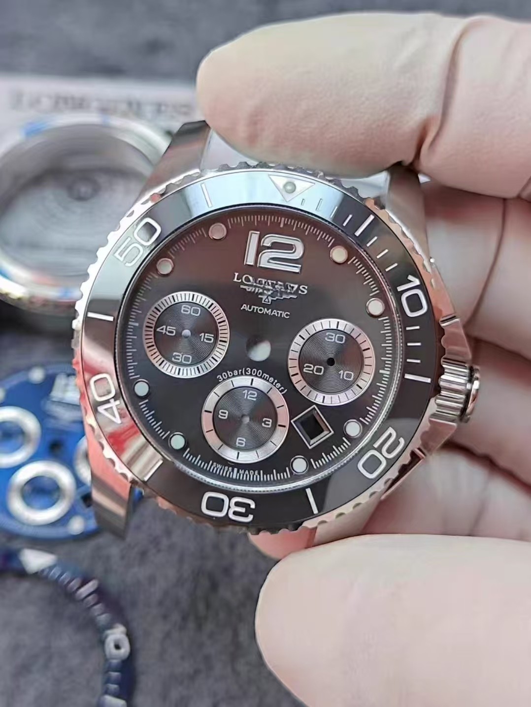DIY Watch Part Kit For 7750 Movement HydroConquest 41mm SS Case+Dial+Hands+Strap