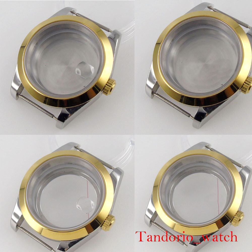 40MM Watch Case Replacement For NH35 NH36 Gold Polished Bezel Sapphire Crystal