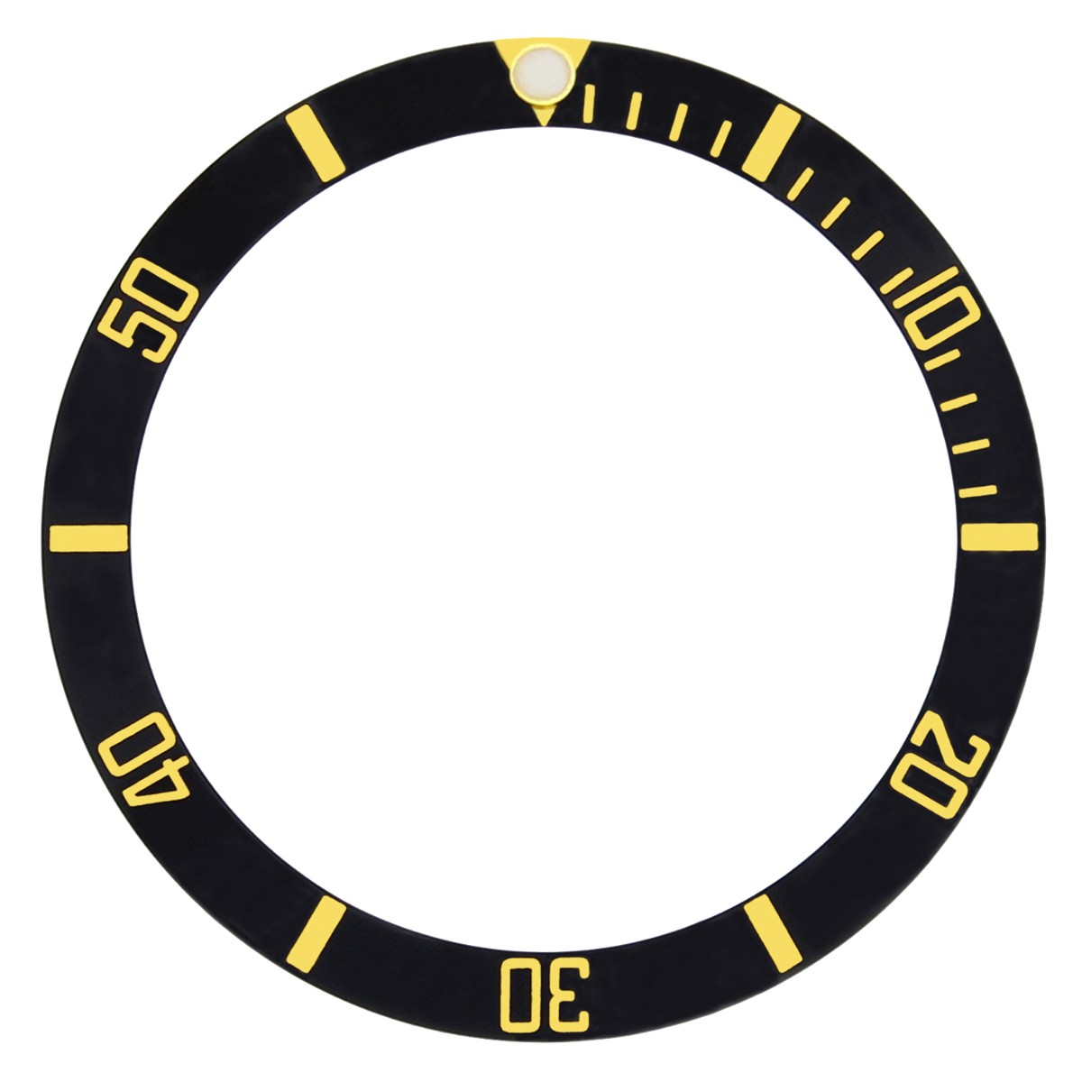 37.60MM X 30.70MM BLACK ALUMINUM BEZEL INSERT WATCH PART WITH GOLD NUMBERS