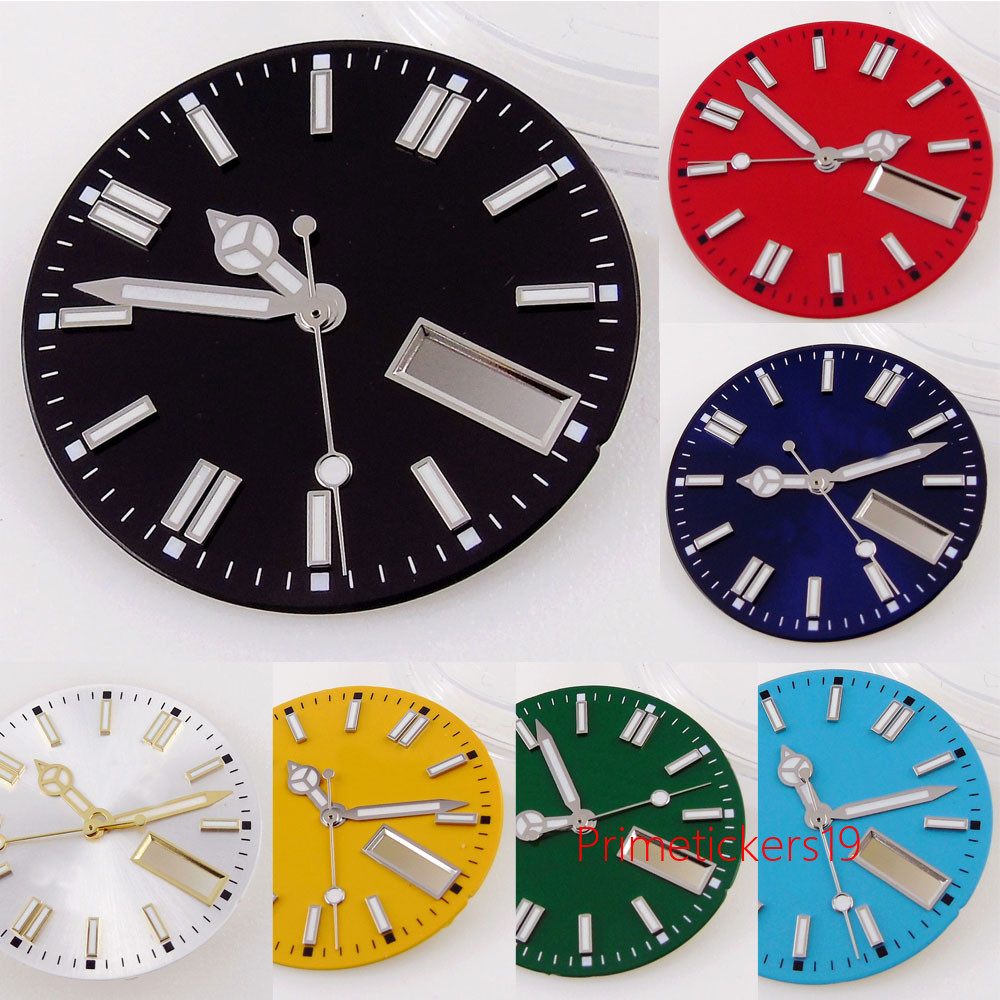 29mm Multicolor Watch Dial Face with Hands Fit NH36/NH36A Date Weekday Window
