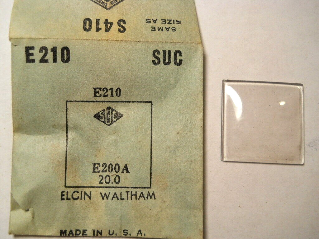 SUC E210 Watch Crystal For Elgin Waltham – 20.0 x 20.0 mm Replacement / Repair