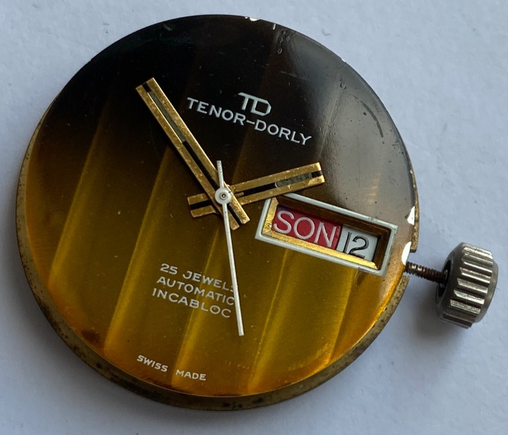 MEN WRIST WATCH FOR PARTS MOVEMENT AUTOMATIC 25 JEWELS TENOR-DORLY CAL. ETA 2789