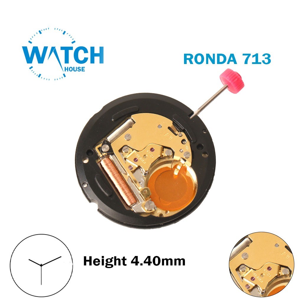 Ronda 713 Swiss Made Quartz Movement-Height 4.40mm-3 Hands- Without Disk.
