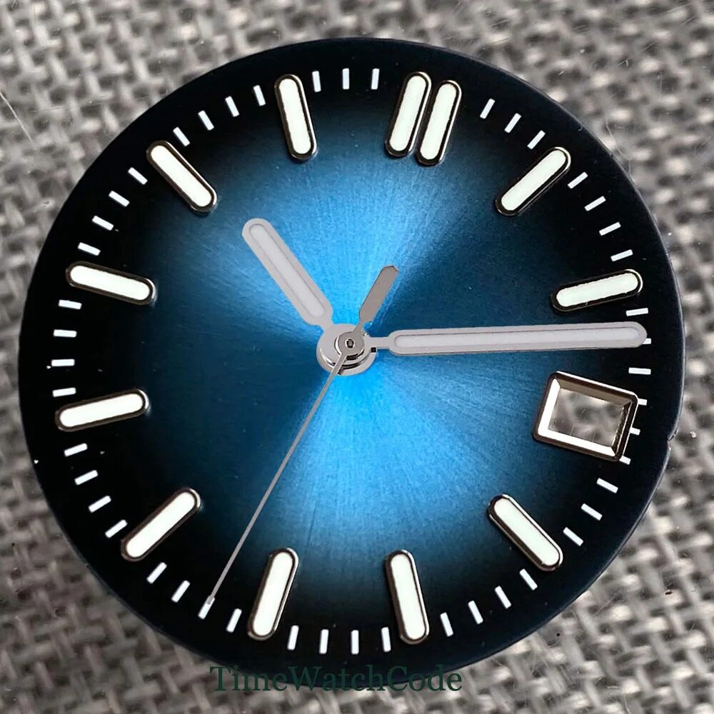 Sunburst Watch Dial Face for NH35 NH36 NH38 Movement Luminous Black Blue 29mm