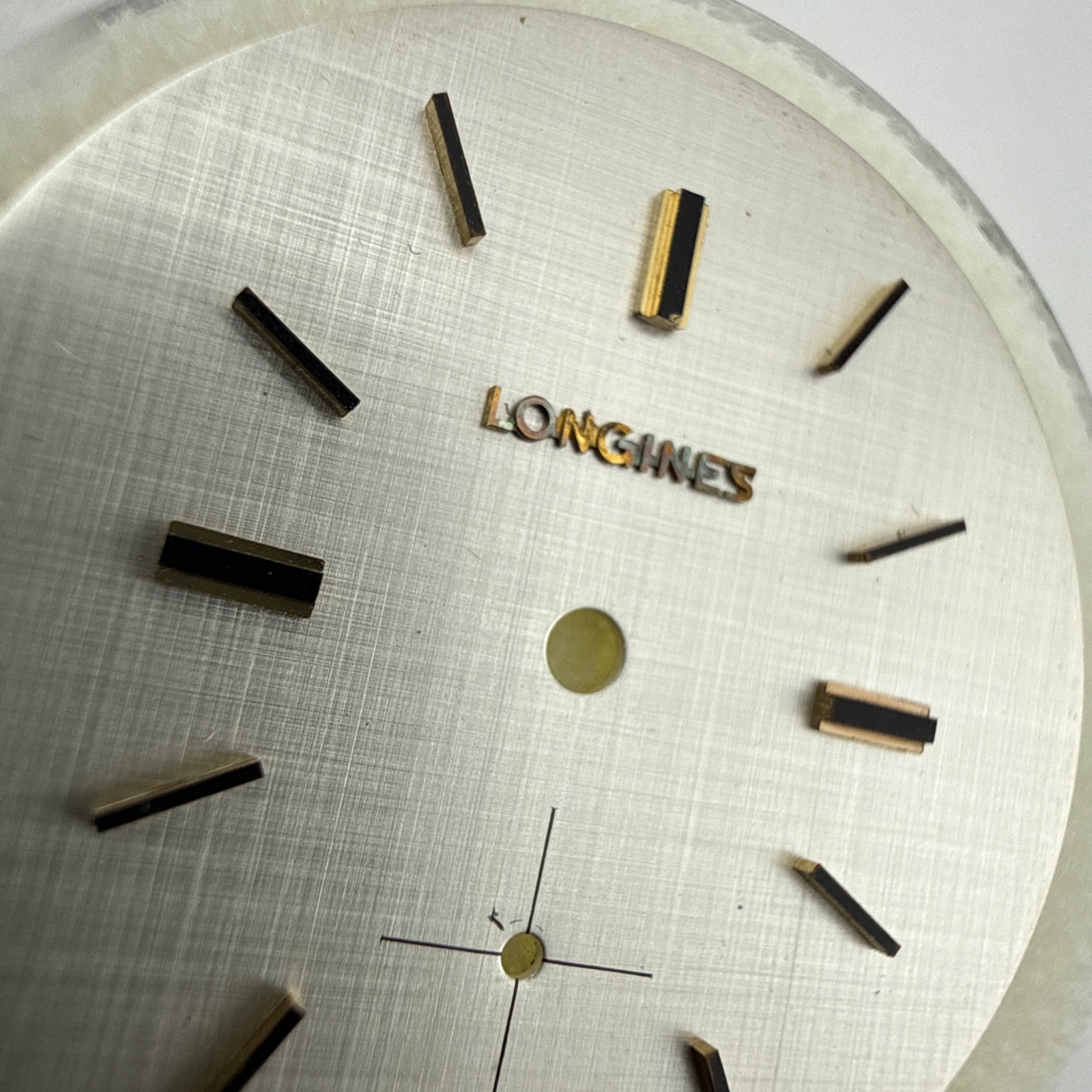 Longines Watch Dial Silver Linen W/ Gold Finish Markers 28mm Singer Dial – NOS