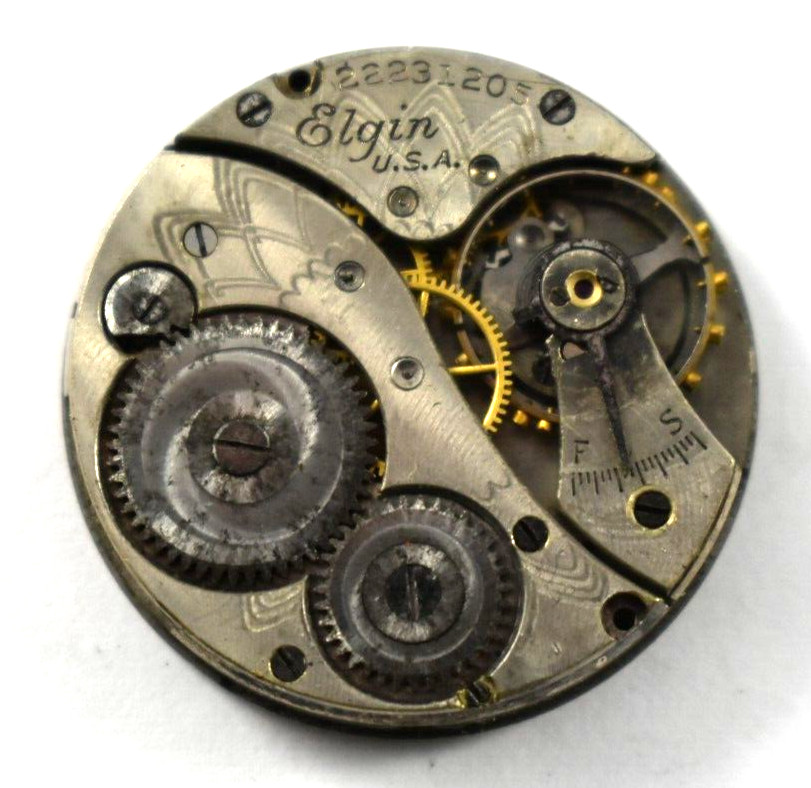Vintage Elgin Grade 431 6/0s 7J Pendant Set Watch Movement lot.fh