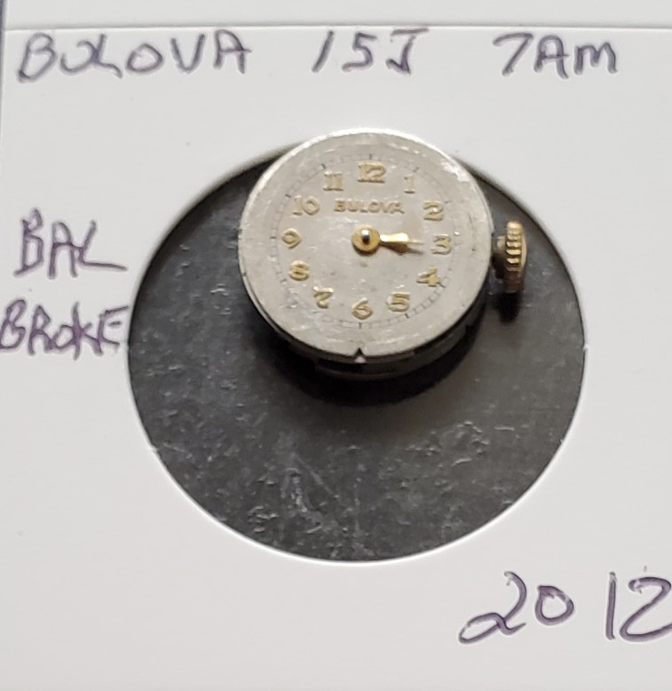 WOMENS BULOVA 15j 7AM WRIST WATCH MOVEMENT #2012