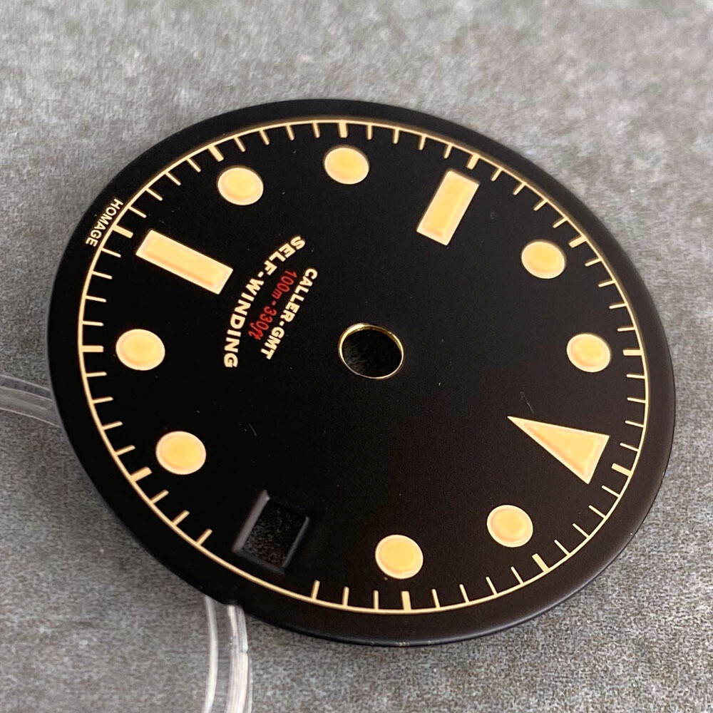 29mm Black White GMT Watch Dial fit NH34 NH34A GMT Automatic Dive Men Watch Part