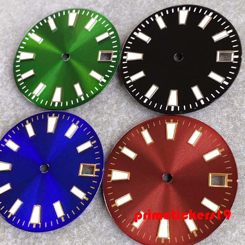 29mm NH35 Watch Dial+Hands Set Sunburst Date Window Lume Wristwatch Accessories