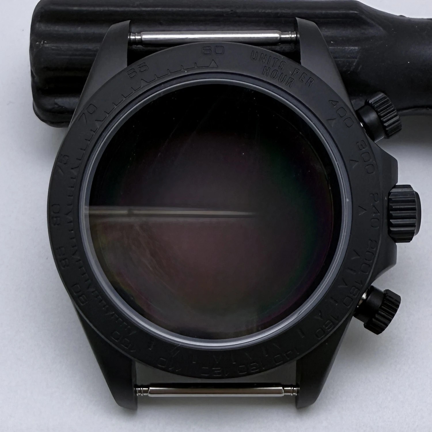 39mm Steel Watch Case Black Sapphire Glass Bezel For VK63 Movement Mod Parts